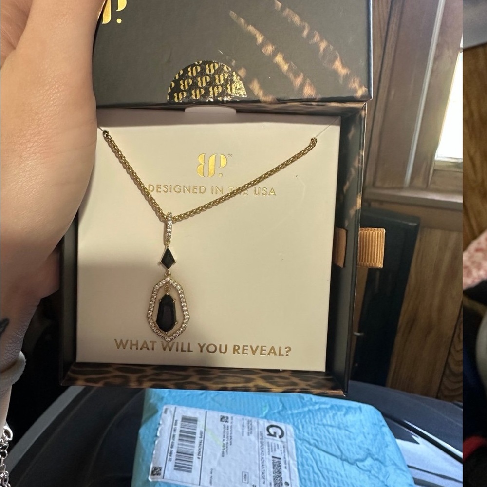 Elegant Gold and Black Pendant- Weight of want- untamed necklace.